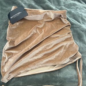 Ruched velvet mini skirt